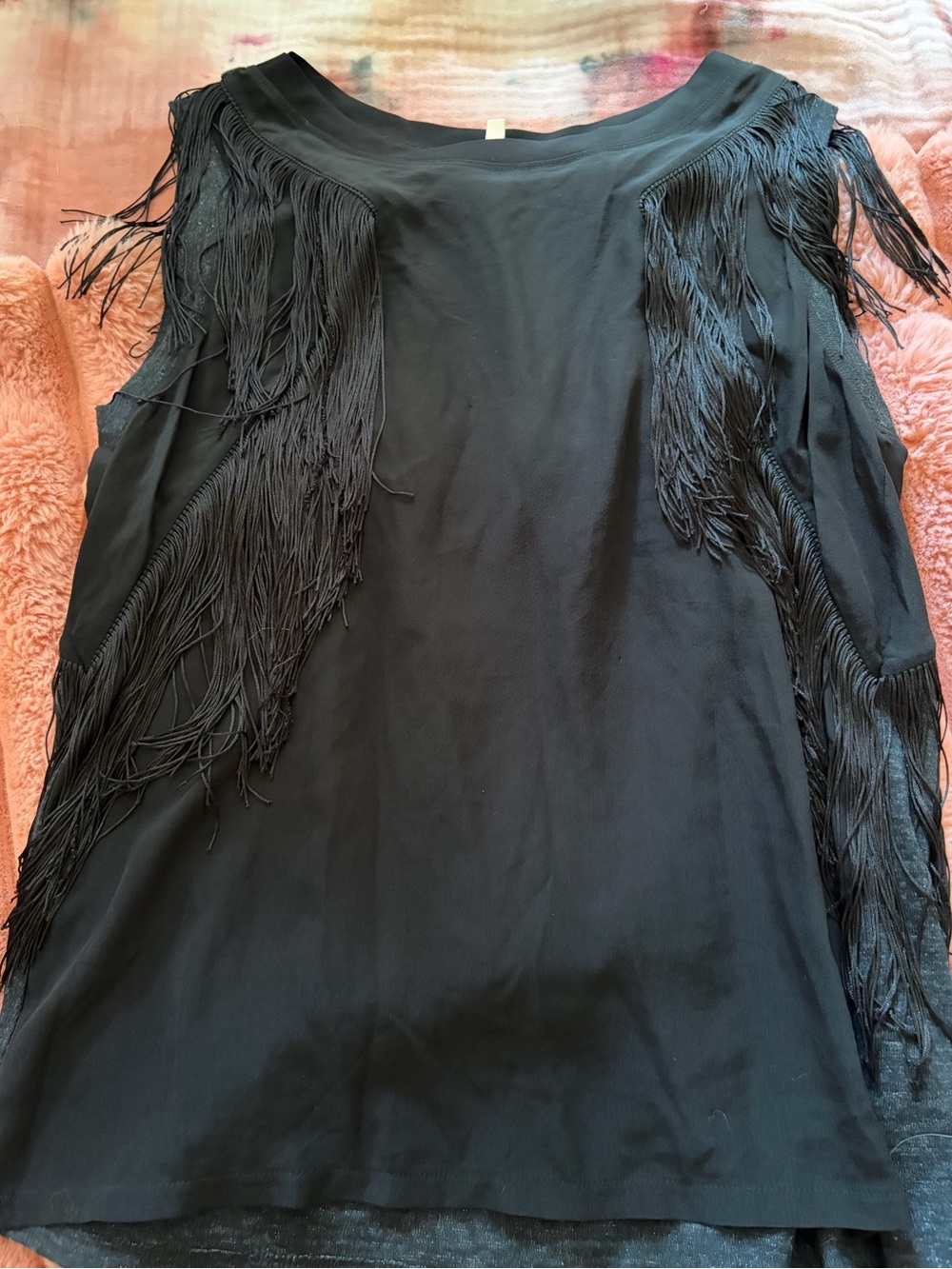 Rebecca Taylor Silk + Fringe Top M